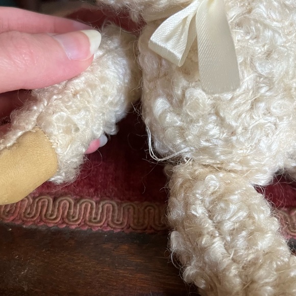 Curly Teddy Bear, Handmade Vintage Stuffed Bear, Shabby Hand Sewn Toy - Picture 5 of 8